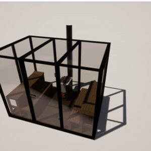 Sauna with 2 benches